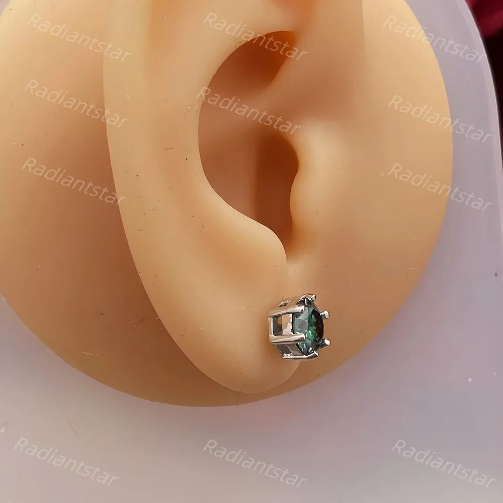 NEW Certified 2ct. t.w. Emerald Green Moissanite 6 Prone Solitaire Stud Earrings